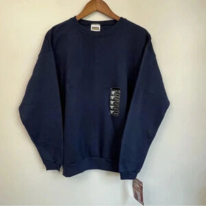 Vintage Tultex Long Sleeve Sweatshirt Crew Pullover Made in USA Navy Blue Size M